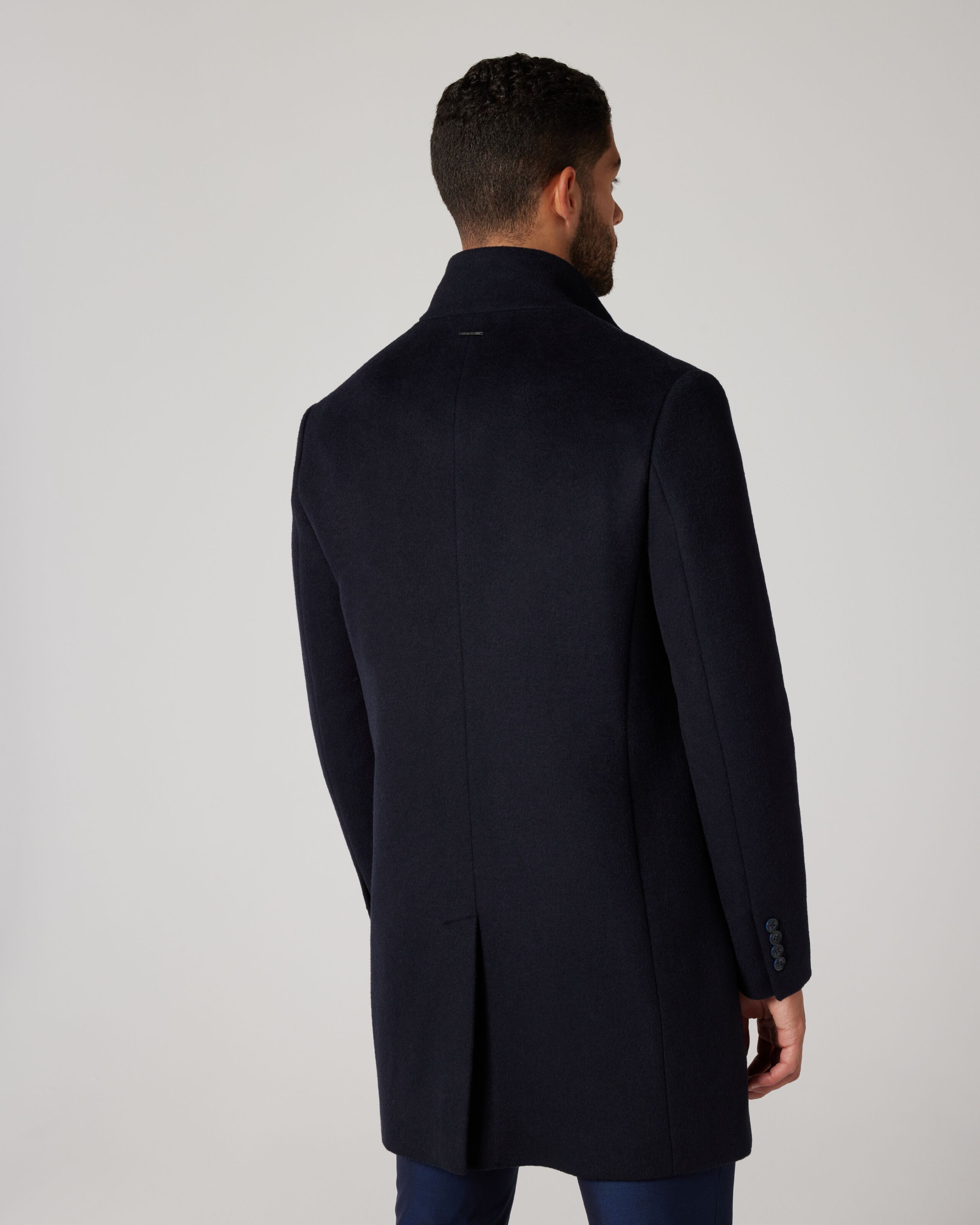 Wool Blend Asymmetric Coat Dark Navy Coats Politix